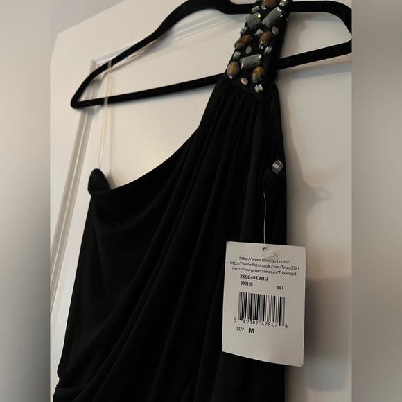 Trixxi Cocktail Dress. One Shoulder with Beaded Detail - Picture 3 of 4